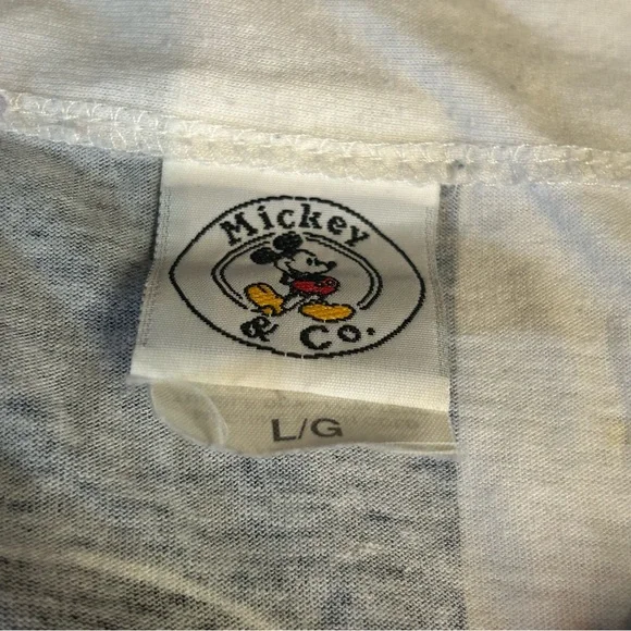 Vintage Mickey Mouse Baseball Style Shirt Disney Large Button Down Blue & White - Picture 6 of 9